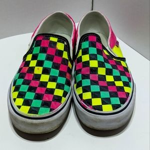 Van's Off The Wall Custom *PRIDE* Rainbow Checkered Sneakers Women's Size 8.5